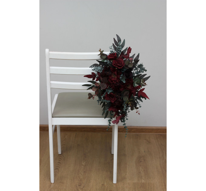 Burgundy Standing Flowers for Wedding Aisle Decor