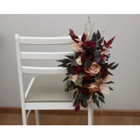 Burgundy, Red and Dusty Rose Aisle Marker. Flowers for Wedding Chairs. 0501