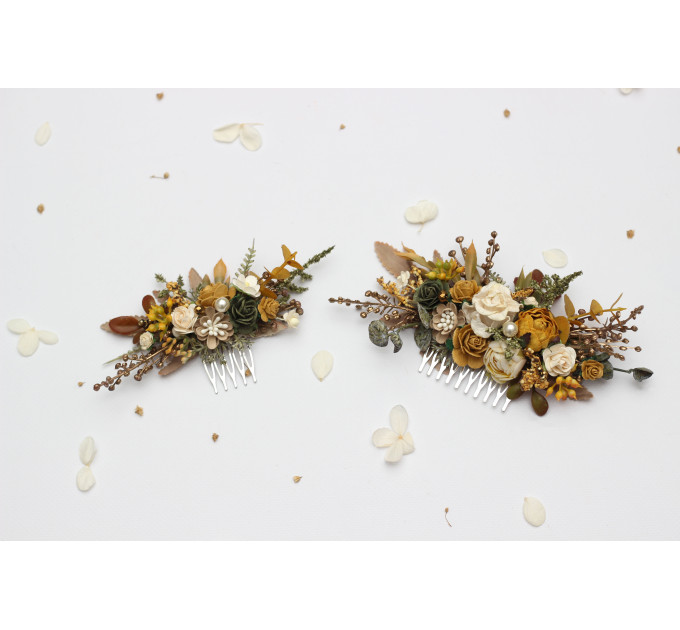Wedding Hair Combs in Mustard, Gold, Ivory and Yellow