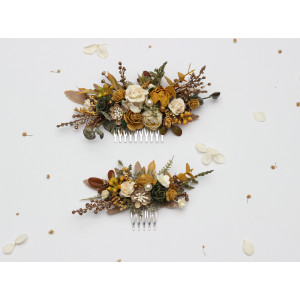 Mustard, Gold, Ivory & Yellow Flower combs. 5468 