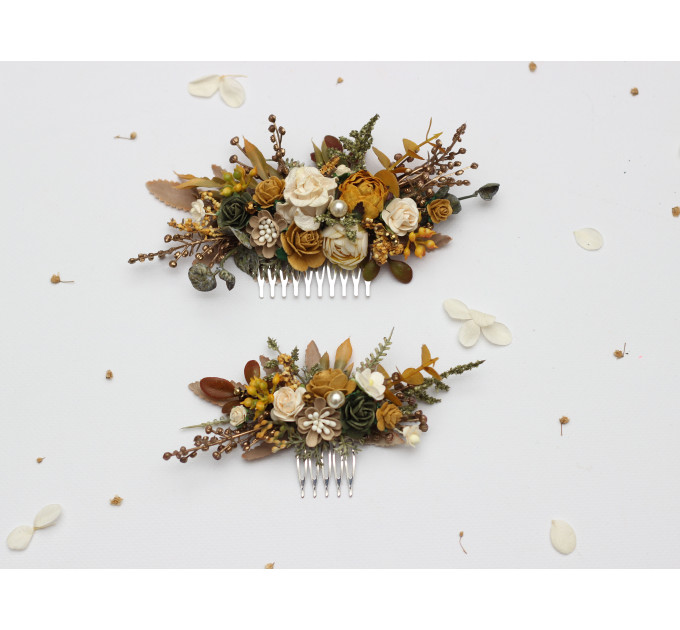Wedding Hair Combs in Mustard, Gold, Ivory and Yellow