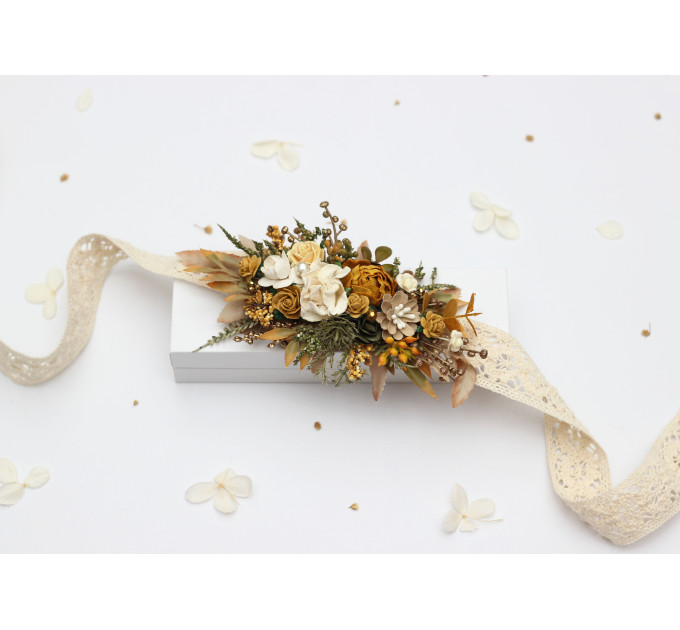 Wedding Floral Sash in Mustard, Gold, Ivory and Yellow