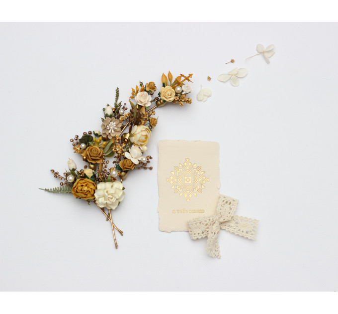 Set of 8 Wedding Hair Pins in Mustard, Gold, Ivory and Yellow