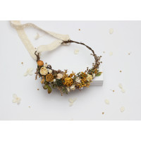  Mustard, Gold, Ivory & Yellow Flower Crown. 5468