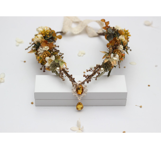 Elven Flower Crown in Mustard, Gold, Ivory and Yellow