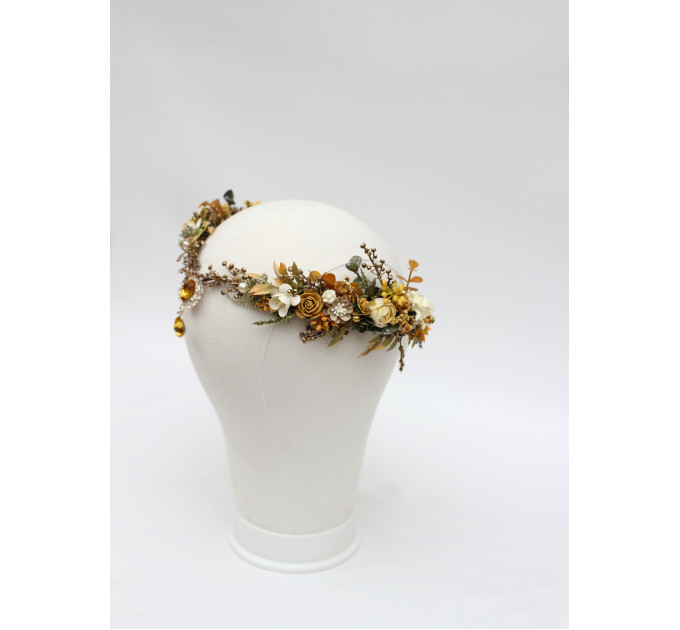 Elven Flower Crown in Mustard, Gold, Ivory and Yellow