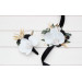 Wedding Boutonnieres & Wrist Corsage in Black, Gold & White | Faux Flower Accessories