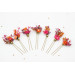 Set of 7 Orange & Magenta Floral Hair Pins for Bridal Hairstyles