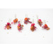 Set of 7 Orange & Magenta Floral Hair Pins for Bridal Hairstyles