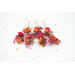 Set of 7 Orange & Magenta Floral Hair Pins for Bridal Hairstyles