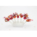 Set of 7 Orange & Magenta Floral Hair Pins for Bridal Hairstyles