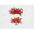 Orange & Magenta Floral Hair Combs for Wedding Hairstyles