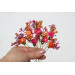 Set of 7 Orange & Magenta Floral Hair Pins for Bridal Hairstyles