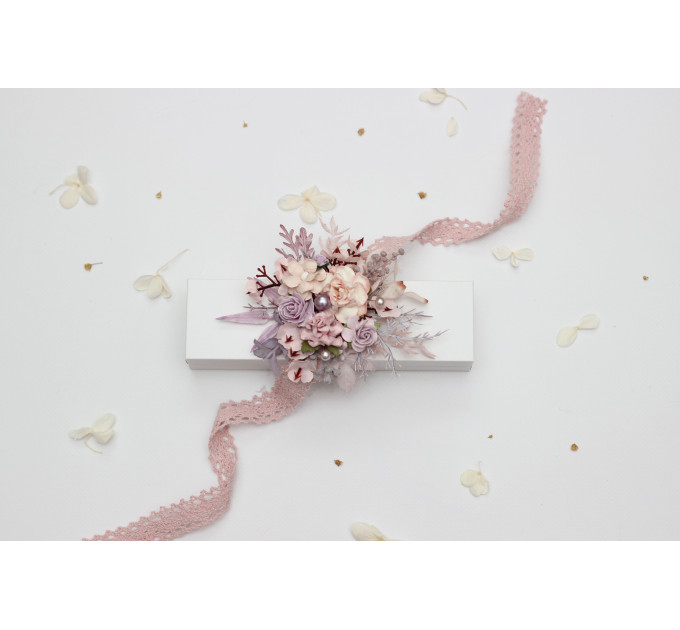Lilac & Blush Pink Floral Wrist Corsage for Prom and Weddings