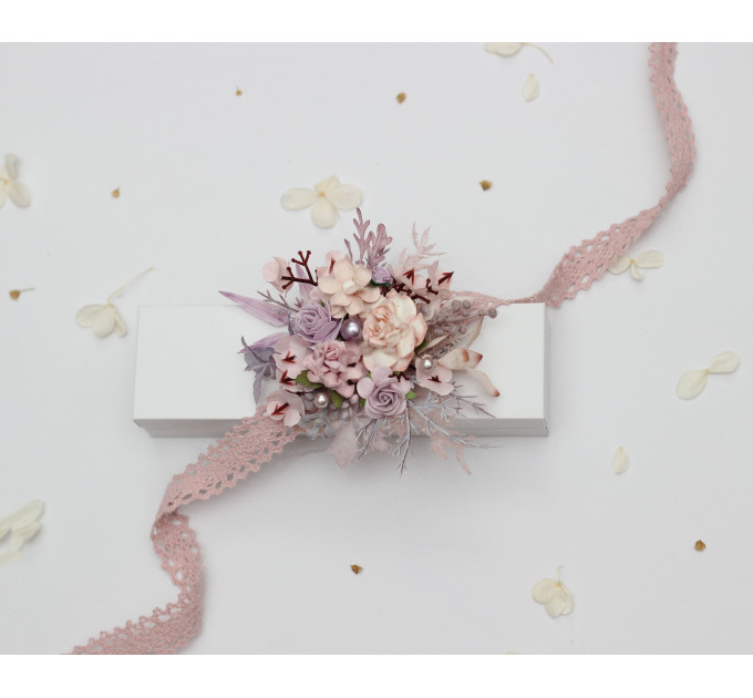 Lilac & Blush Pink Floral Wrist Corsage for Prom and Weddings