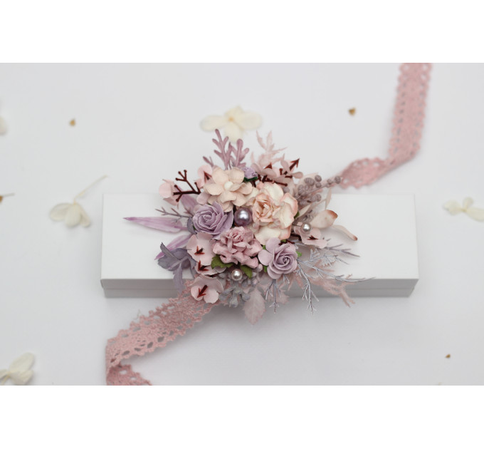 Lilac & Blush Pink Floral Wrist Corsage for Prom and Weddings
