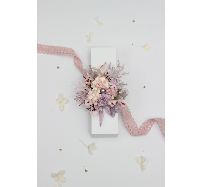 Lilac & Blush Pink Floral Wrist Corsage for Prom and Weddings