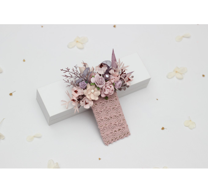 Lilac & Blush Pink Wedding Boutonnieres Set – Pocket and Regular Styles