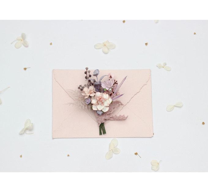 Lilac & Blush Pink Wedding Boutonnieres Set – Pocket and Regular Styles