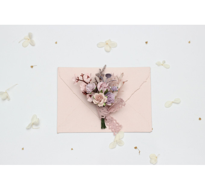 Lilac & Blush Pink Wedding Boutonnieres Set – Pocket and Regular Styles