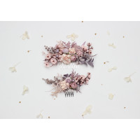 Lilac & Blush Pink Bridal Flower comb. Bridesmaid Floral Hairpiece. 5473