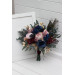 Wedding Bouquets in Burgundy, Navy Blue, Gold & Pink | Cascading Faux Bridal & Bridesmaid Bouquets with Peacock Feathers