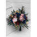 Wedding Bouquets in Burgundy, Navy Blue, Gold & Pink | Cascading Faux Bridal & Bridesmaid Bouquets with Peacock Feathers