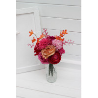 Orange, Magenta, Pink & Red Mini Floral Bouquet for Wedding Table Decor. 5457