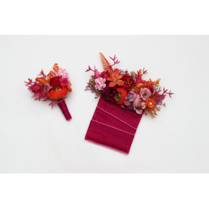  Orange, Magenta, Pink & Red Wedding Boutonnieres. Regular and Pocket Styles. 5457