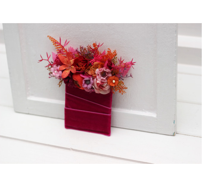 Orange, Magenta, Pink & Red Wedding Boutonnieres in Regular and Pocket Styles