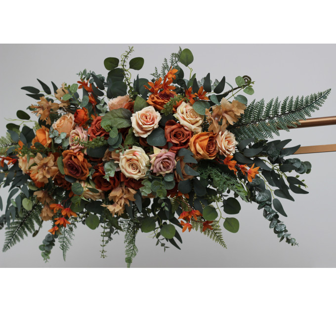 Flower Arch Arrangement in Rust, Orange & Gold | Faux Floral Archway for Wedding