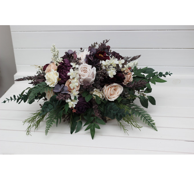 Bridal and Bridesmaid Wedding Bouquets in Purple, Blush Pink, Beige & Ivory