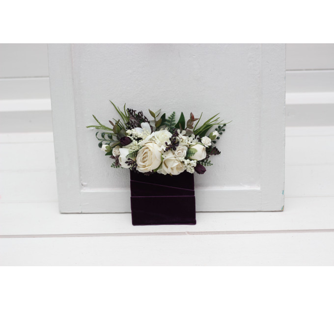 vory & Purple Pocket Boutonniere for Groom and Groomsmen