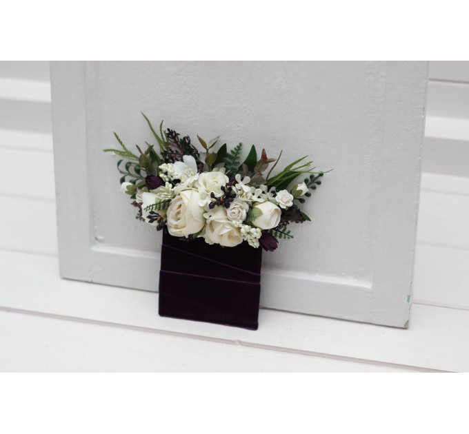 vory & Purple Pocket Boutonniere for Groom and Groomsmen