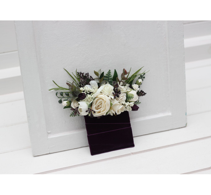 vory & Purple Pocket Boutonniere for Groom and Groomsmen