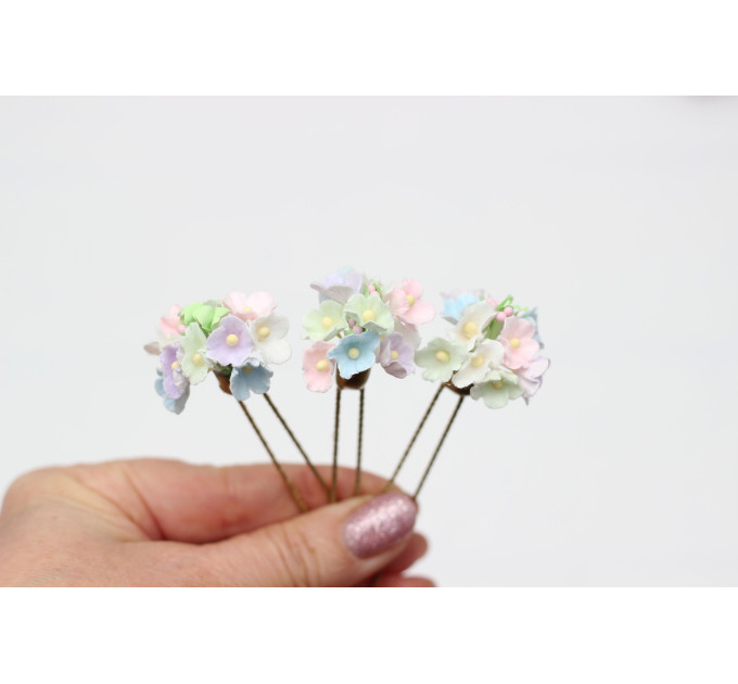 Pastel Wildflowers Floral Hair Pins for Bridal and Bridesmaid Hairstyles