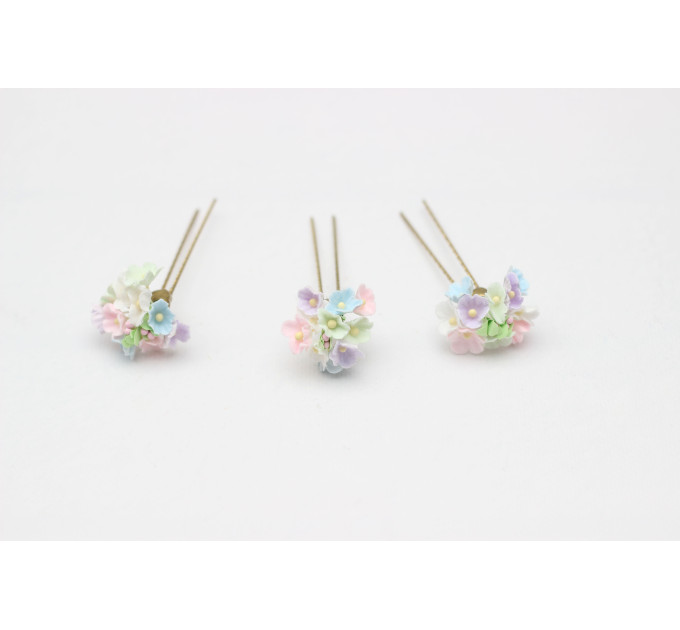 Pastel Wildflowers Floral Hair Pins for Bridal and Bridesmaid Hairstyles