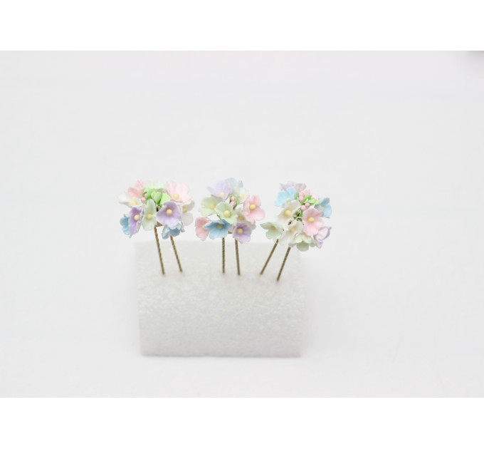 Pastel Wildflowers Floral Hair Pins for Bridal and Bridesmaid Hairstyles
