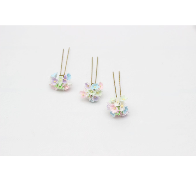 Pastel Wildflowers Floral Hair Pins for Bridal and Bridesmaid Hairstyles