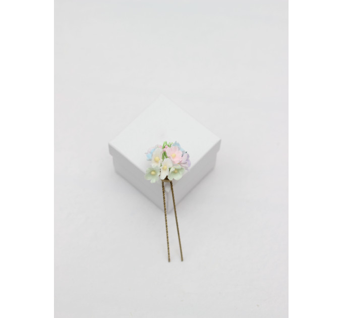 Pastel Wildflowers Floral Hair Pins for Bridal and Bridesmaid Hairstyles