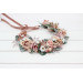 Blush Pink, Sage Green & White Floral Crown for Wedding Hairstyles