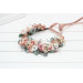 Blush Pink, Sage Green & White Floral Crown for Wedding Hairstyles