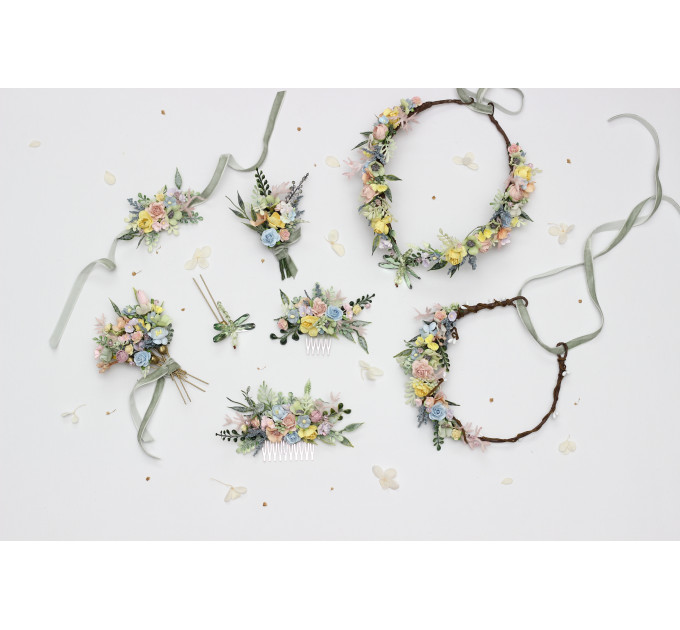 Pastel Wildflowers Wrist Corsage for Wedding and Prom