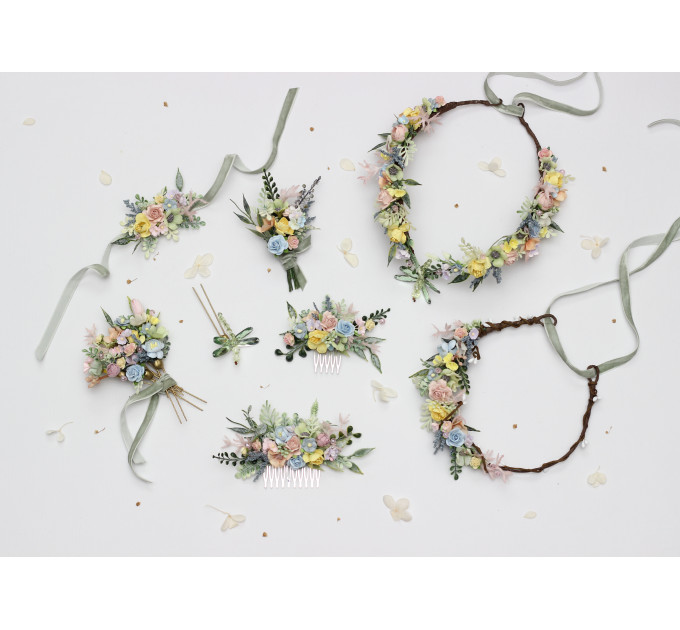 Pastel Wildflower Boutonniere for Wedding and Prom Styling