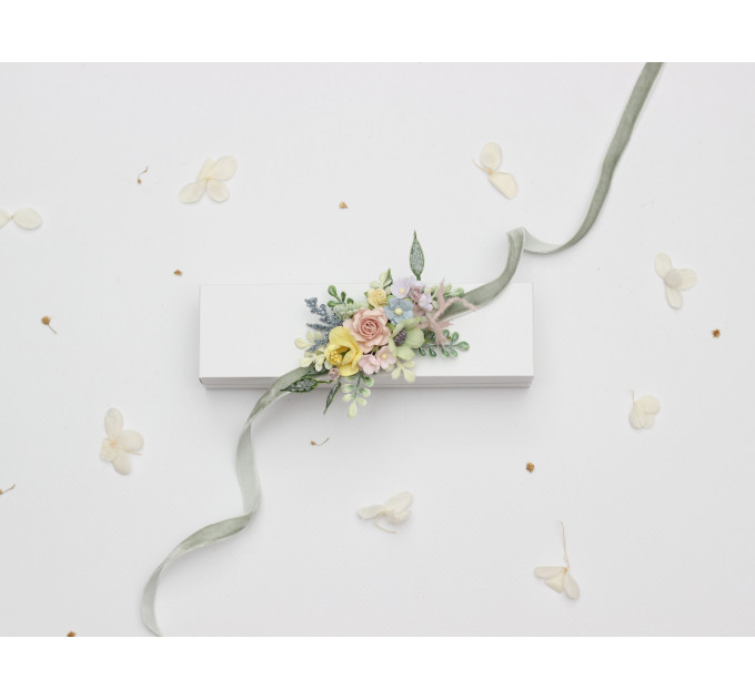 Pastel Wildflowers Wrist Corsage for Wedding and Prom
