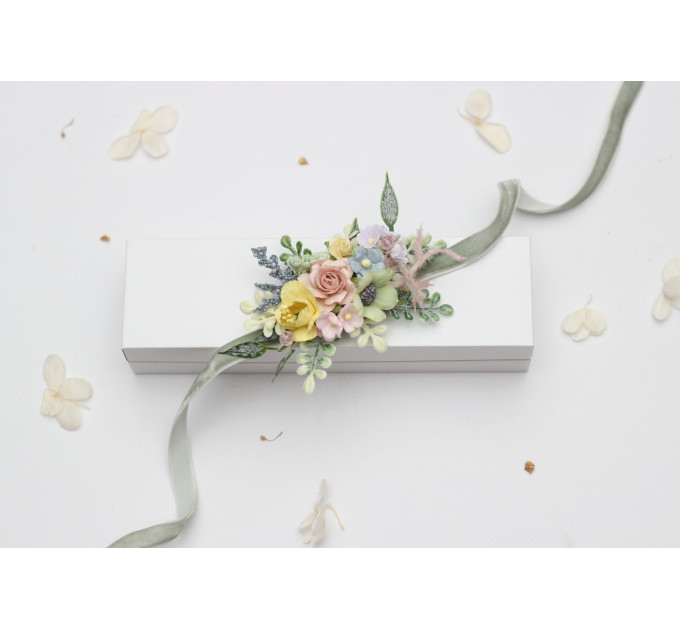 Pastel Wildflowers Wrist Corsage for Wedding and Prom