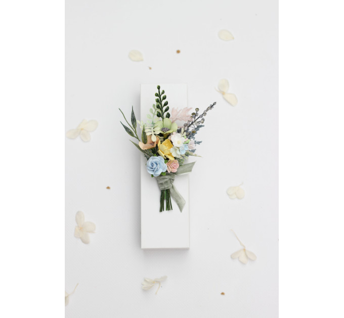 Pastel Wildflower Boutonniere for Wedding and Prom Styling