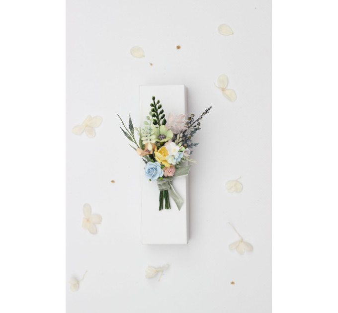 Pastel Wildflower Boutonniere for Wedding and Prom Styling