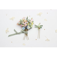  Set of 6 Hair Pins & Dragonfly Pin. Pastel Wildflower Headpieces. 5478