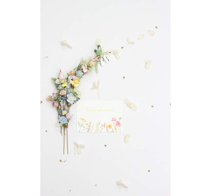 Pastel Wildflower Hair Pins with Dragonfly Accent for Bridal Hairstyles